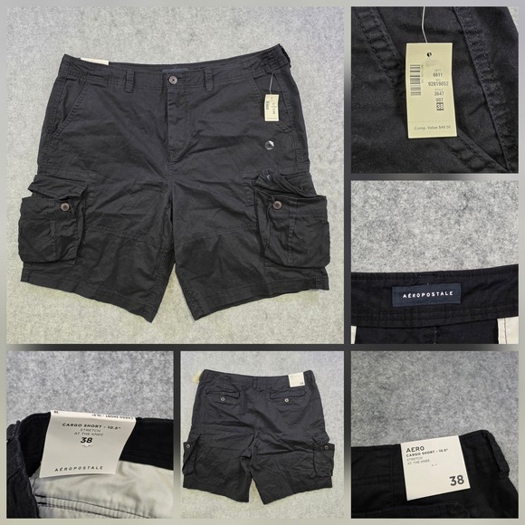 Aeropostale Other - Aeropostale Shorts Mens 38 Black Cargo Stretch Cotton Casual Utility Pockets